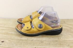 Finn Comfort Sandals 39D Yellow Leather Sansibar 8 Wedge Slip On Shoes Boho